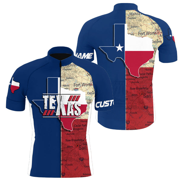 Texas Men's cycling jersey with full zip UPF50+ bike shirt 3-rear pockets MTB BMX cycle gear| SLC144