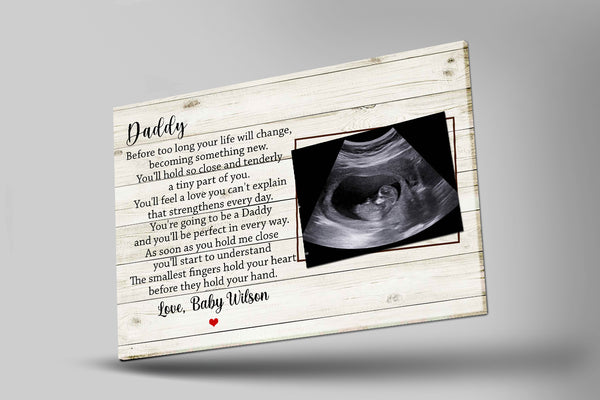 First Fathers Day Personalized Sonogram Canvas Dad to Be Gift New Daddy 1st Time Father Expecting Dad| N2578