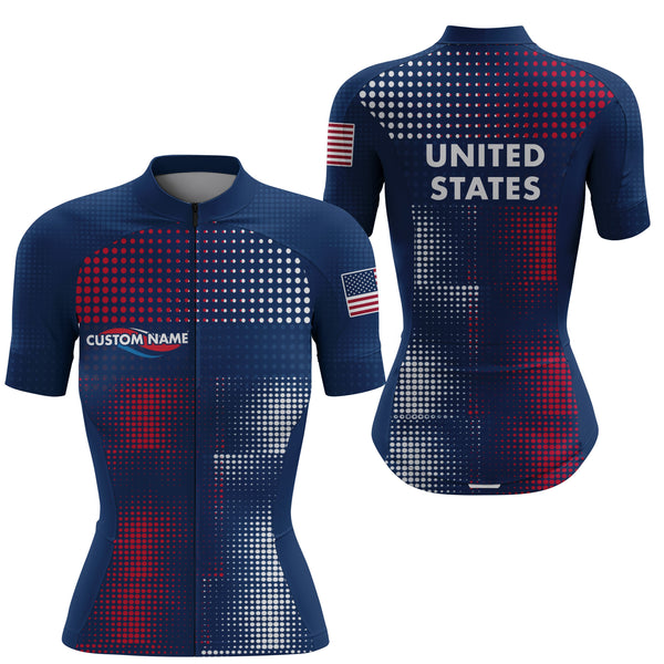 USA cycling jersey men & women full zipper American bike shirt UPF50+ Cycle gear with 3 pockets| SLC180