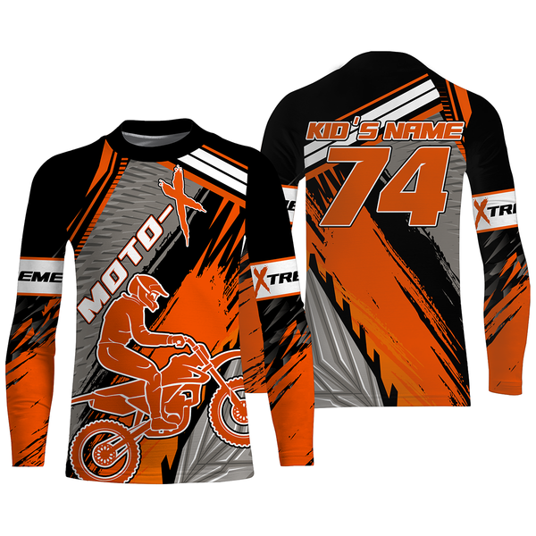 Custom orange motocross jersey UV protect kid&adult dirt bike extreme MotoX off-road long sleeve| NMS885