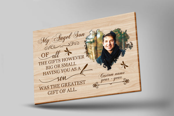 My Angel Son Canvas| Personalized Son Memorial Canvas| Son Memorial Canvas, Memorial Gift, Son Remembrance| Sympathy, Bereavement Gift, Son in Memory| T1091