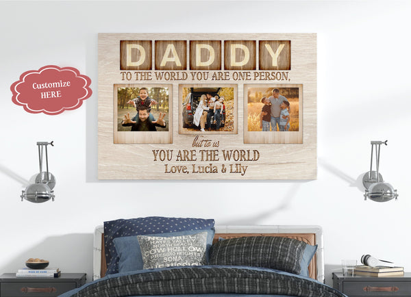 Daddy Personalized Canvas Wall Art Custom Photo Collage Fathers Day Gift for Best Dad Ever Gift| N2568