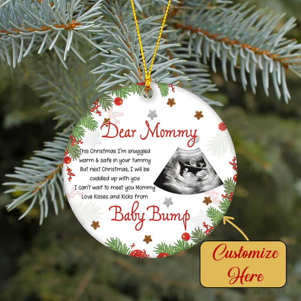 Customized Ultrasound Baby Ornament| Baby Bump Ornament Dear Mommy Gifts for New Mom on Christmas OP49