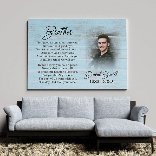 Brother remembrance canvas - Brother in heaven memorial gift, Custom sympathy canvas loss of brother CNT20