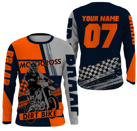 Custom orange motocross jersey UV protective kid&adult dirt bike MX racing off-road long sleeve| NMS901