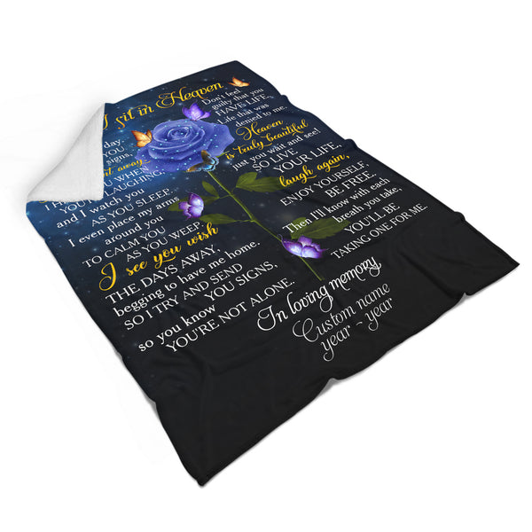 Memorial Blanket| As I Sit In The Heaven - Custom Image Blanket | Meaningful Remembrance Fleece Throw, Deepest Grief Sympathy Gift for Loss of Son, Mother, Father, Grandmother, Grandfather| T218