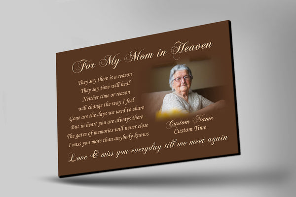 Mother Memorial Canvas| For Mom in Heaven - Custom Canvas| Mom Remembrance Sympathy Gift for Loss Mom| JC847