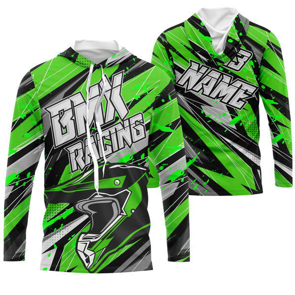 Personalized BMX racing jersey Adult&Kid UPF30+ green Enduro off-road motocross Cycling racewear| SLC51