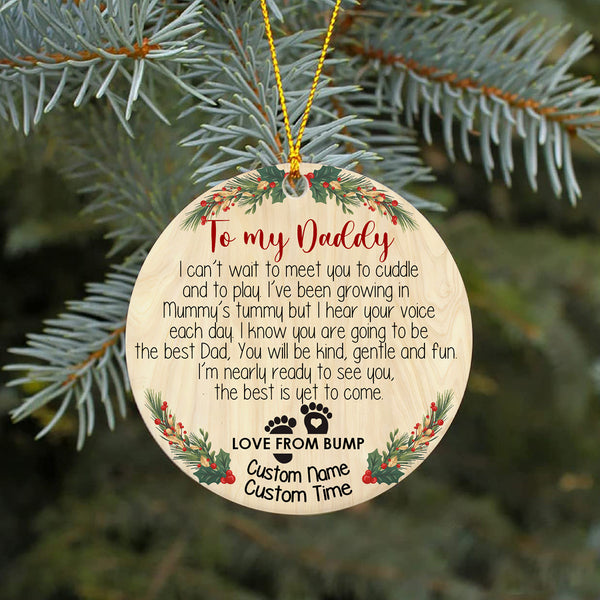 To My Daddy Ornament - Custom Ornament for Dad To Be, Baby Bump Christmas Ornament Gift for New Dad, Expecting Father on Christmas - Baby Xmas - JOR16