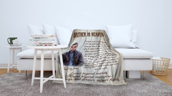 Brother Memorial Canvas| Brother in Heaven Fleece Blanket Personalized Memorial Gift for Loss of Brother In Loving Memory of Brother Sympathy Gift Remembrance Blanket Bereavement JB265