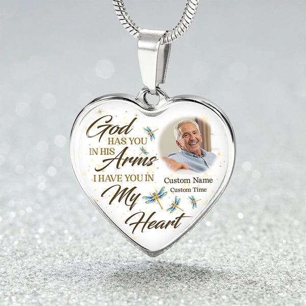 Personalized rememberance necklace with photo| I carry you in heart| Memorial jewelry gift for loss NNT24