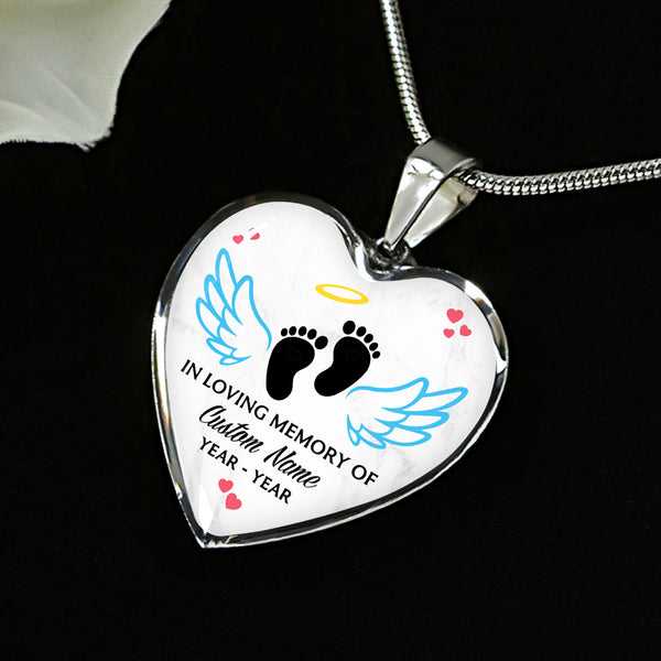 Custom infant memorial necklace - Baby footprints Remembrance jewelry, Miscarriage loss gift for Mom NNT41