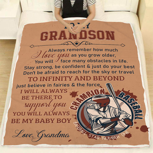 Grandson Baseball Blanket - To My Grandson Courage Fleece Throw from Grandma| T910