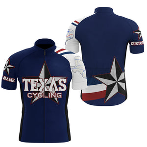 Navy Texas cycling jersey UPF50+ road bike shirt MTB BMX dirt gear TX biking top with back pockets| SLC222