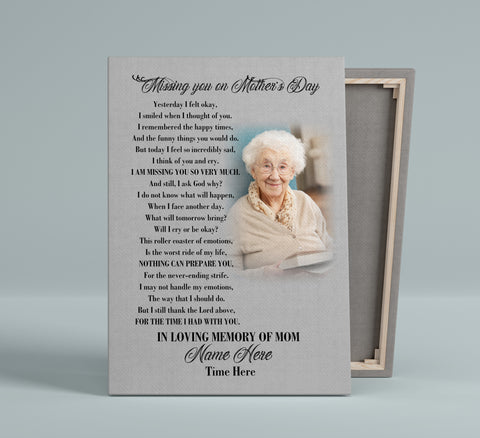 Custom Mother's Day in Heaven Memorial Canvas| Mom Remembrance Gift for Loss Mother, Loss Mom Sympathy Gift| JC850