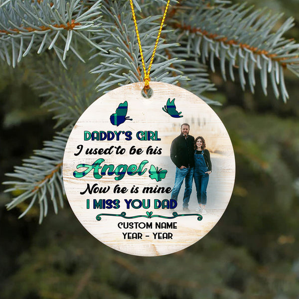 Daddy's Girl Personalized Memorial Ceramic Ornament with Picture Sympathy Gift for Loss of Father NOM260