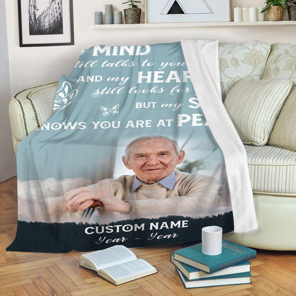 Memorial Blanket Personalized Photo| You Are At Peace Blanket| Memorial Gift, Sympathy Blanket | T1141