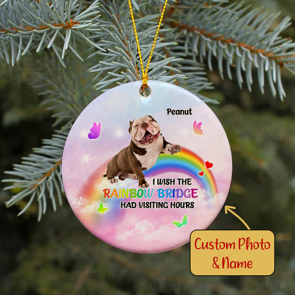 Rainbow Bridge - Pet Memorial Ornament Custom Photo| Pet Loss Christmas Ornament, Remembrance for Loss of Dog, Loss of Cat| NOM11