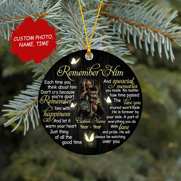 In Memory Christmas Ornament Personalized Motorcycle Remembrance Gift For Loss Of Biker In Heaven ODT34