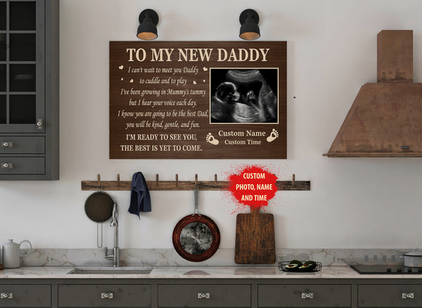 Personalized Canvas To My New Dad| Father's Day Gift, 1st Time Father, Dad To Be, Expecting Dad| JC869