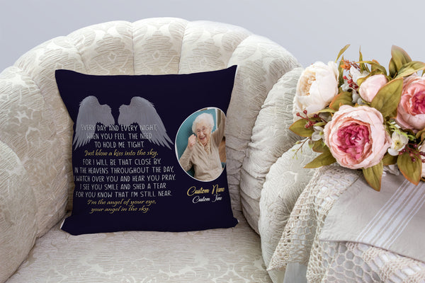 Custom Memorial Pillow for Loss of Loved One| Your Angel In The Sky| Sympathy Gift Memorial Gift| JPL85