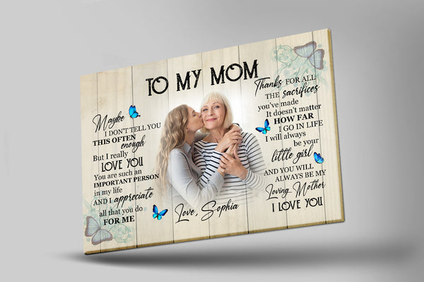 Personalized Mom Canvas - To My Mom Mother's Day Butterfly Gift, Thoughtful Gift I Love You Mom| N2457