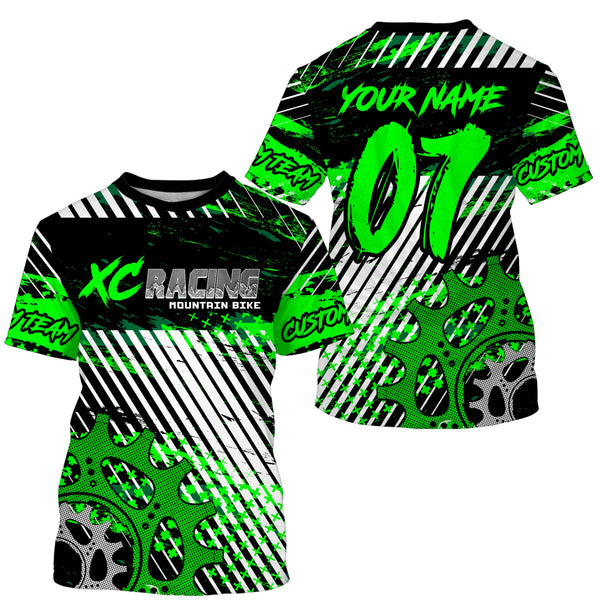 Green XC racing jersey Cross-country lightweight UPF30+ sun shirts Kid Adult Cycling MTB BMX gear| SLC106