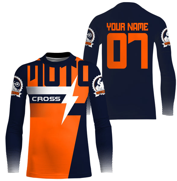 Custom motocross jersey orange UPF30+ men women kid dirt bike racing offroad motorcycle long sleeve NMS999