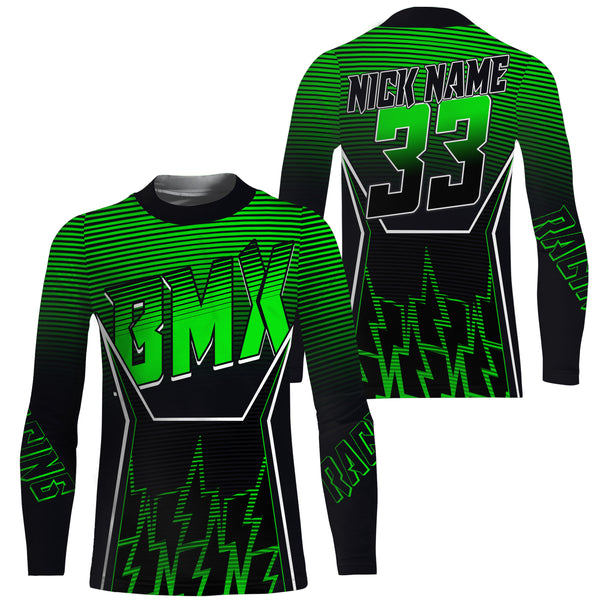 BMX racing jersey Custom Kid&Adult UPF30+ green Off-road Cycling shirt Extreme bicycle racewear| SLC52