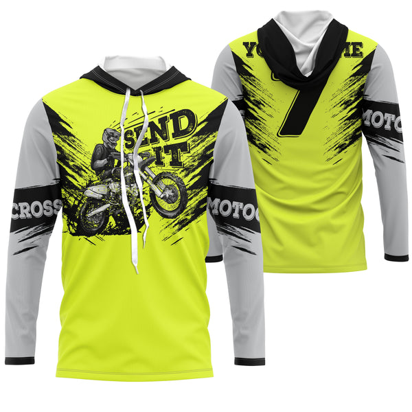 Custom dirt bike jersey Send It green UPF30+ men women kid motocross racewear off-road motorcycle NMS971