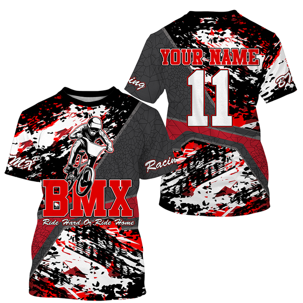 Custom Red BMX racing jersey UPF30+ stunt riding shirt Off-road Cycling gear| SLC82