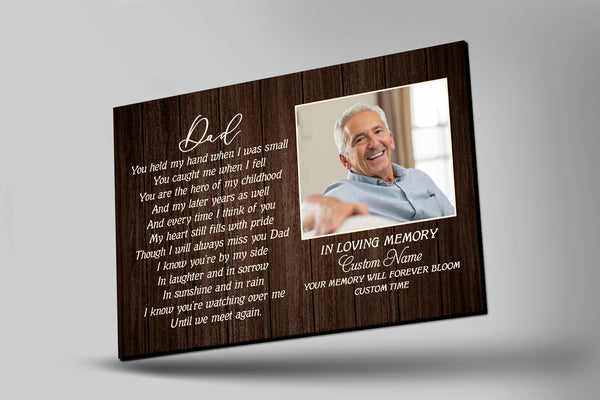 Personalized Canvas Father Memorial Gift| Dad Always Miss You| Dad Remembrance, Father Remembrance| Sympathy Gift for Loss of Father, Loss of Dad| JC909