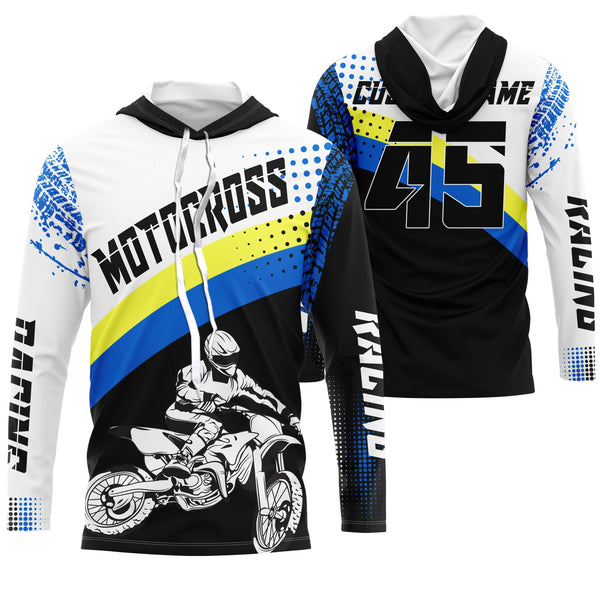 Custom motocross jersey blue UPF30+ men women kid dirt bike racing off-road motorcycle long sleeve NMS1003