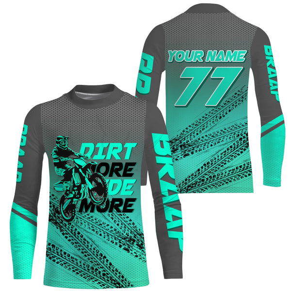 Kid adult custom motocross jersey turquoise blue UPF30+ dirt bike MX racing Dirt More Ride More NMS977