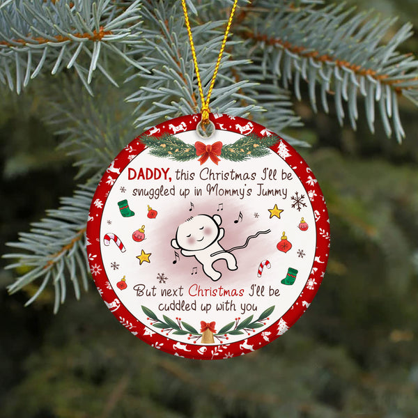 Dad to Be Christmas Ornament - Cute Ornament Gift for New Dad, Expecting Father on Christmas Baby Reveal Pregnancy Announcement| NOM139