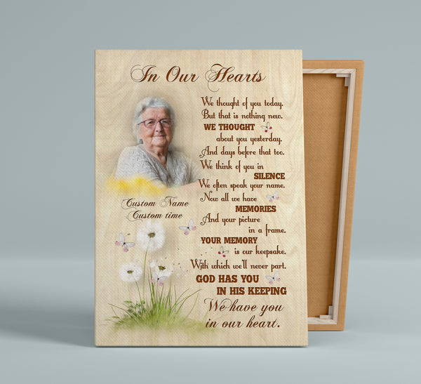 Memorial Gift Forever in Our Heart for Loss of Loved One Personalized Deepest Sympathy Canvas VTQ88