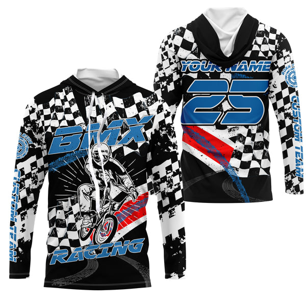 Custom Blue BMX racing jersey UPF30+ racing flag extreme Kid Adult shirt Cycling gear| SLC103