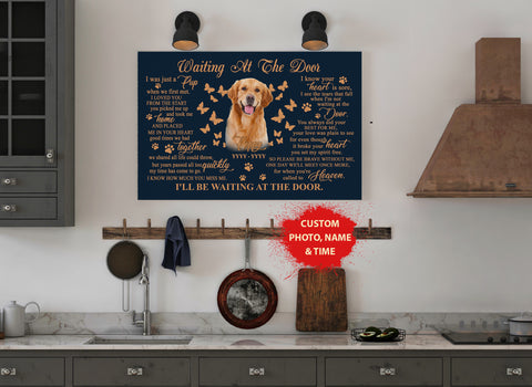 Personalized Dog Memorial Canvas| Waiting At The Door - Dog Memorial Gift, Dog Remembrance Gift for Dog Owner, Sympathy Gift for Loss of Dog| JCD799