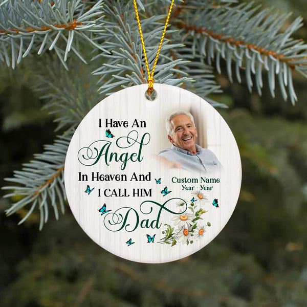 Memorial Christmas Ornament Personalized Angel In Heaven Remembrance Gift For Loss Of Dad In Memory ODT55