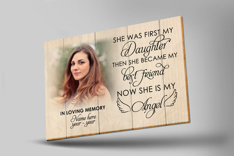 Daughter Remembrance| Personalized Memorial Canvas| Now She Is My Angel| Memorial Gift for Loss of Daughter, Loss of a Child| Remembrance Sympathy Gift| Bereavement Condolence| N2351