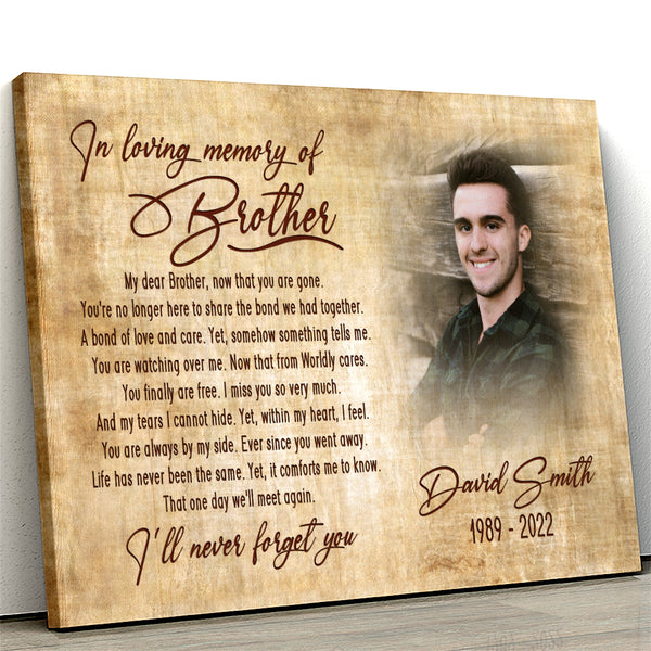 Brother remembrance canvas - Custom memorial sympathy gift, memory of brother, bereavement for loss CNT26