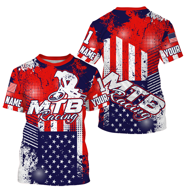 MTB race jersey Patriotic shirt UPF30+ Custom kids youth adult USA jersey Off-road Cycling gear| SLC96