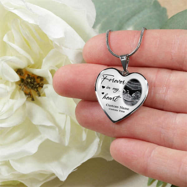 Footprints memorial necklace, Forever in my heart, baby in heaven, Miscarriage jewelry, Infant gifts NNT48