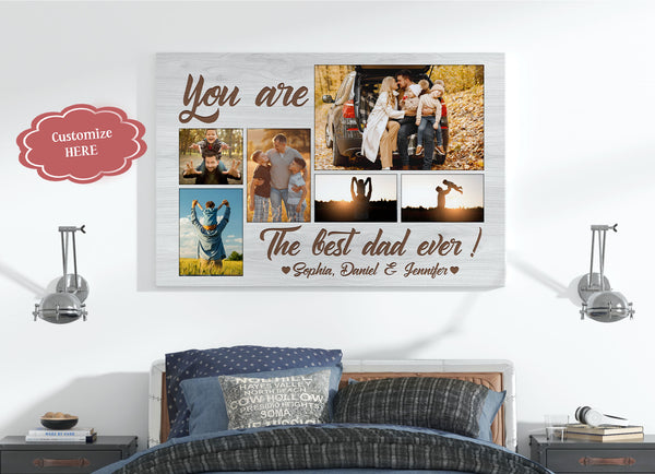 Best Dad Ever Custom Photo Collage Matte Canvas Art Fathers Day Gift for Daddy Birthday Christmas| N2541