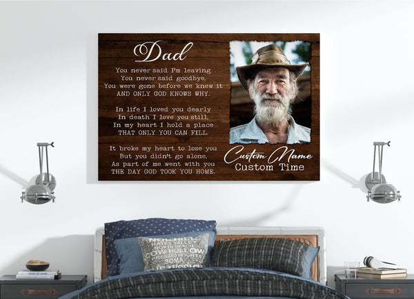 Memorial Gift for Loss of Loved One in Heaven Personalized Canvas for Loss of Dad Father Memory VTQ90