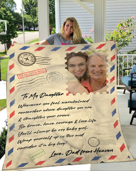 Memorial Blanket - To Daughter from Dad in Heaven| Remembrance Fleece Throw, Deepest Sympathy Gift, Memorial Blankets and Throws for Loss of Father| N2215