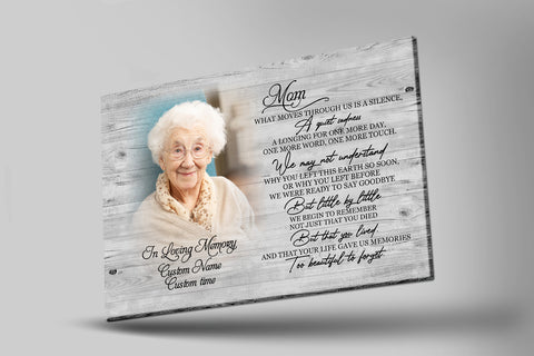 Mom Memorial Canvas| Personalized Photo| Too Beautiful to Forget| Mom Remembrance, In Heaven Mother Memorial| Sympathy Gift, Memorial Gift for Loss of Mother, In Memory of Mom| N2346