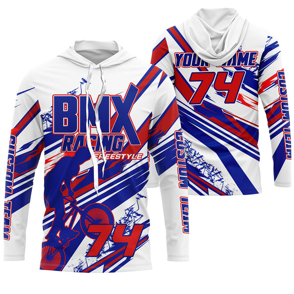 Blue BMX race gear Custom Lightweight UPF30+ sun shirt Adult kids extreme biking Cycling clothes| SLC109