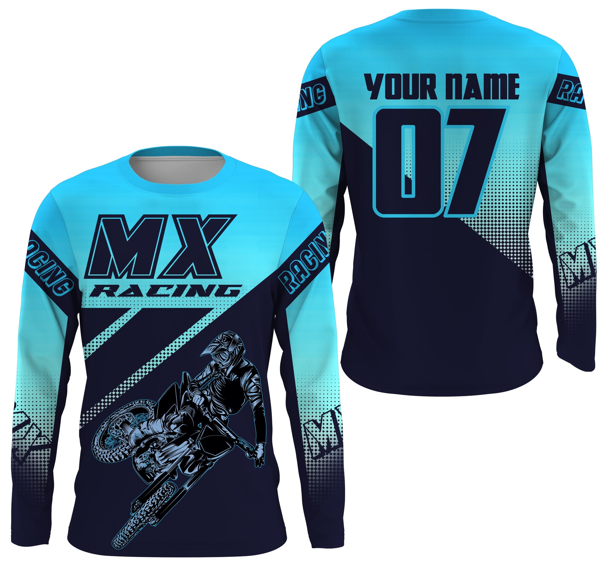 Turquoise MX racing jersey custom motocross UV protective adult&kid dirt bike off-road motorcycle| NMS897