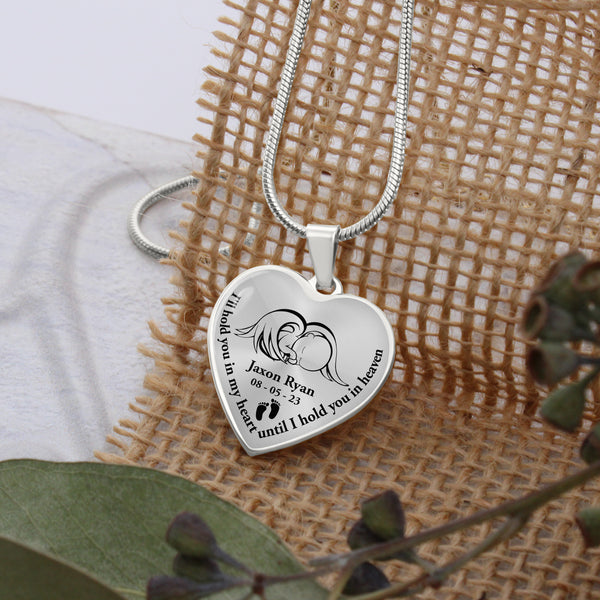 Baby footprints memorial necklace - Angel in Heaven, Miscarriage jewelry for mom, Infant loss gift NNT45